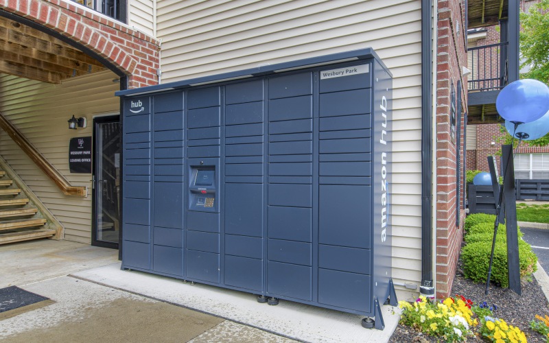 Blue Amazon package lockers